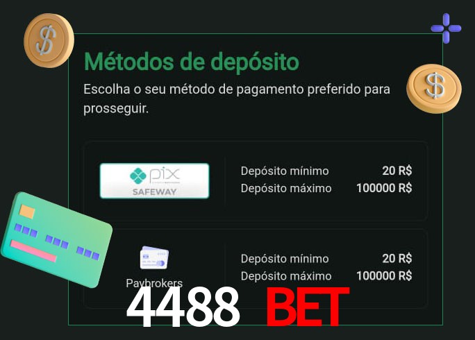 O cassino 4488 Bet oferece uma grande variedade de métodos de pagamento